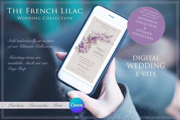 French Lilac  | Editable Wedding Template Suite - Image 9