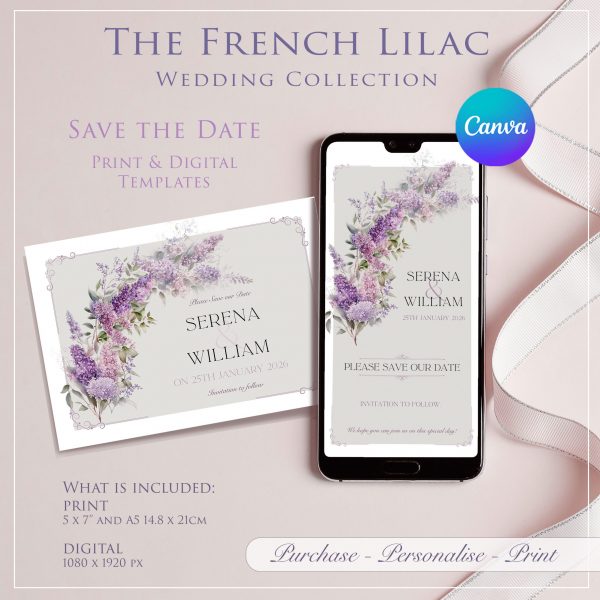 French Lilac  | Editable Wedding Template Suite - Image 7