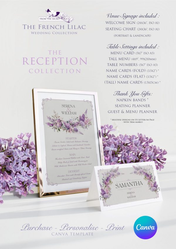 French Lilac  | Editable Wedding Template Suite - Image 8