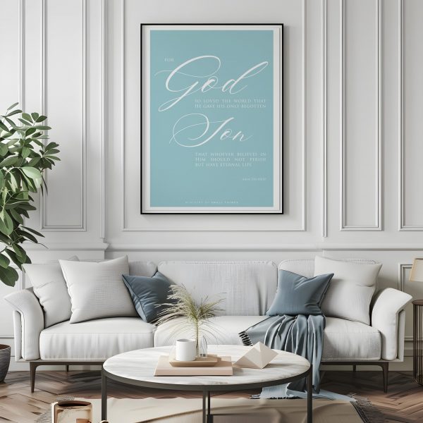 John 316 Scripture Wall Art in Duck Egg