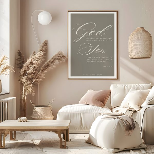 John 316 Scripture Wall Art in Taupe and Linen