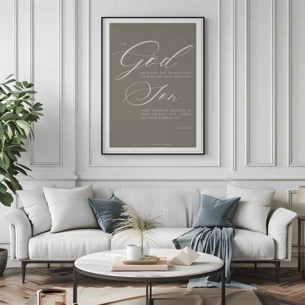 John 316 Scripture Wall Art in Taupe and Linen